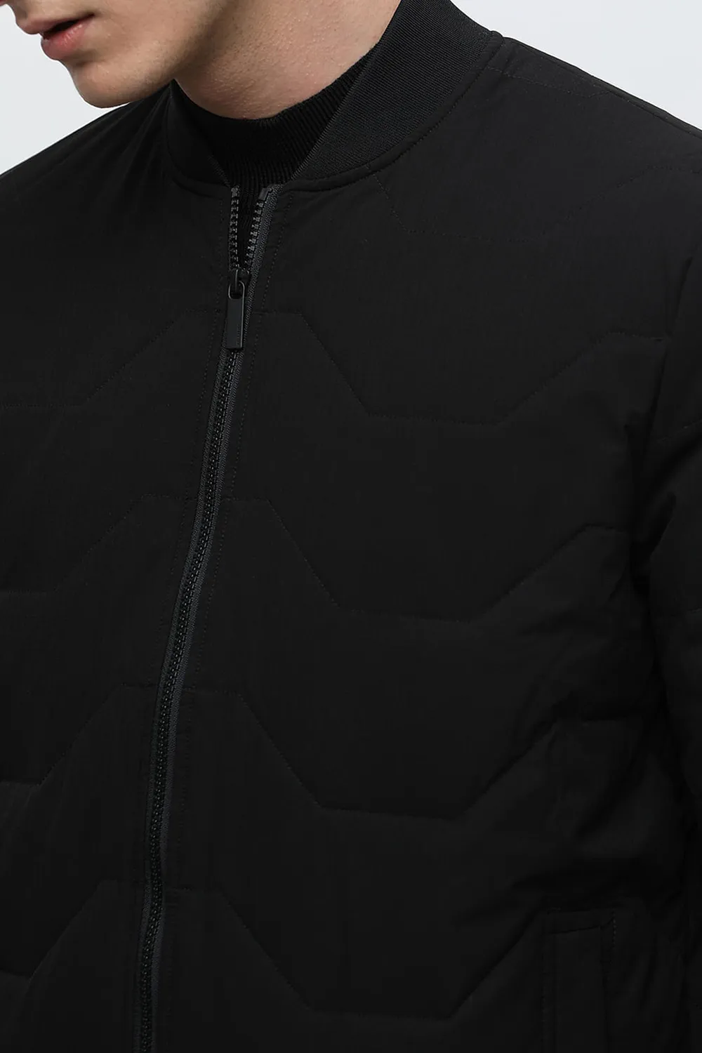 Green Quilted Bomber Jacket