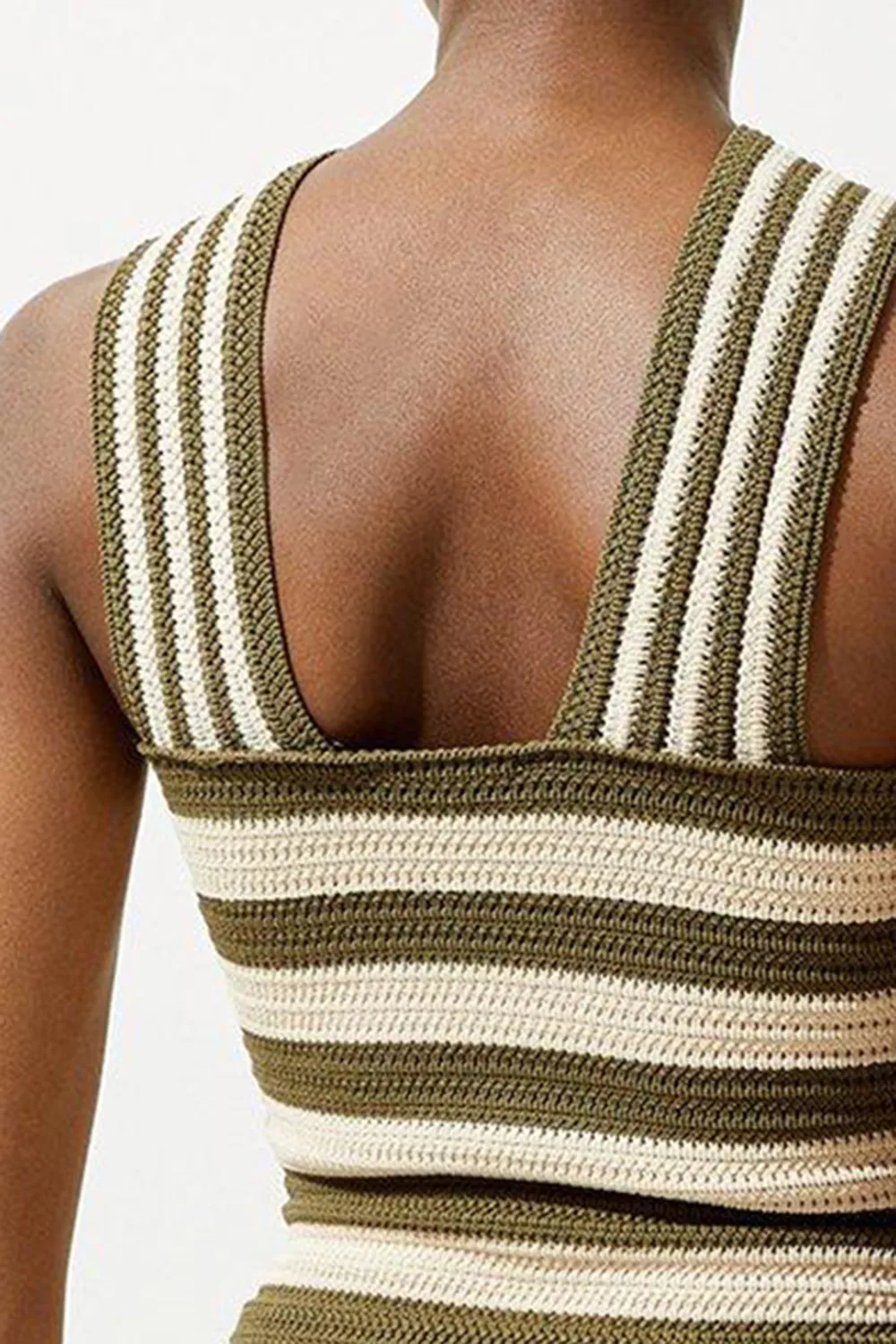 Viscose Blend Crochet Knit Cross Front Top