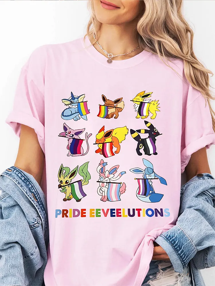Women'S Pride Eeveelutions Round-Neck Short Sleeve T-Shirt