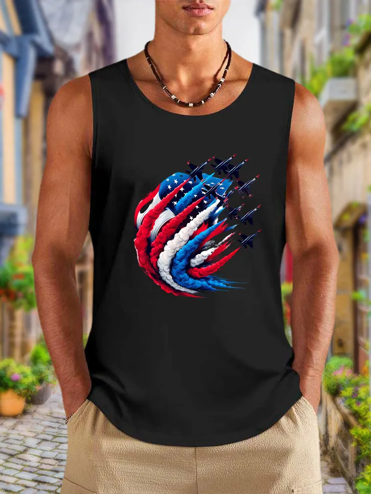 Men'S Airplane Smoke-Pulling Performance Round-Necked Sleeveless Vest