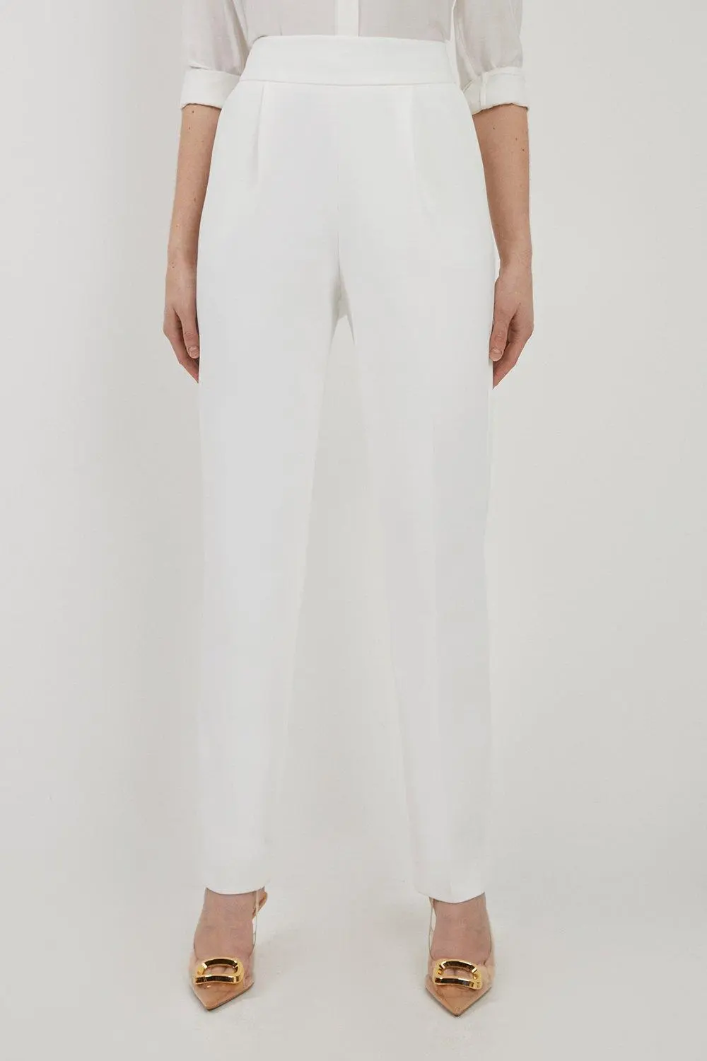 Compact Stretch High Waist Tailored Trousers
