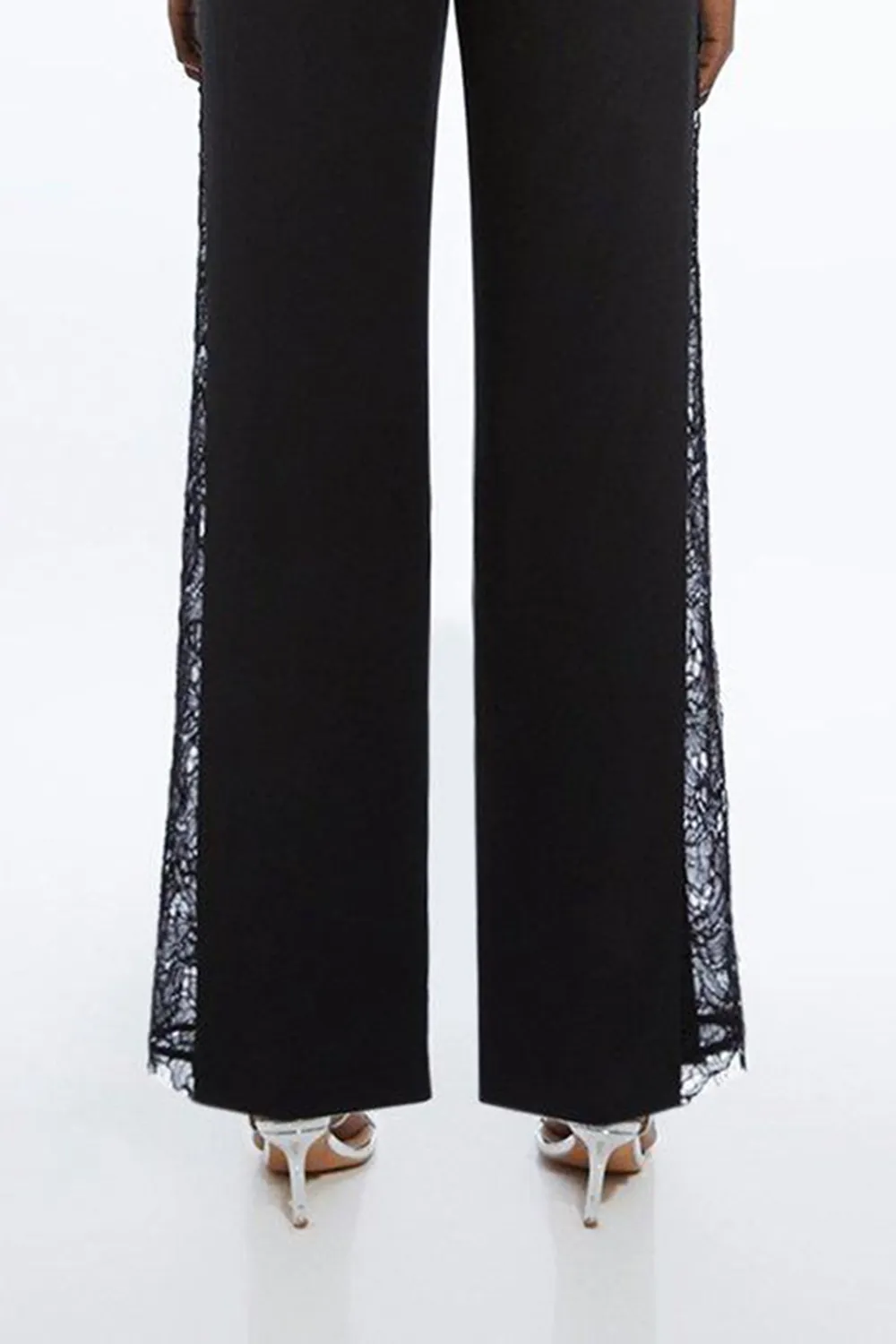 Tailored Lace Detail Straight Leg Trousers
