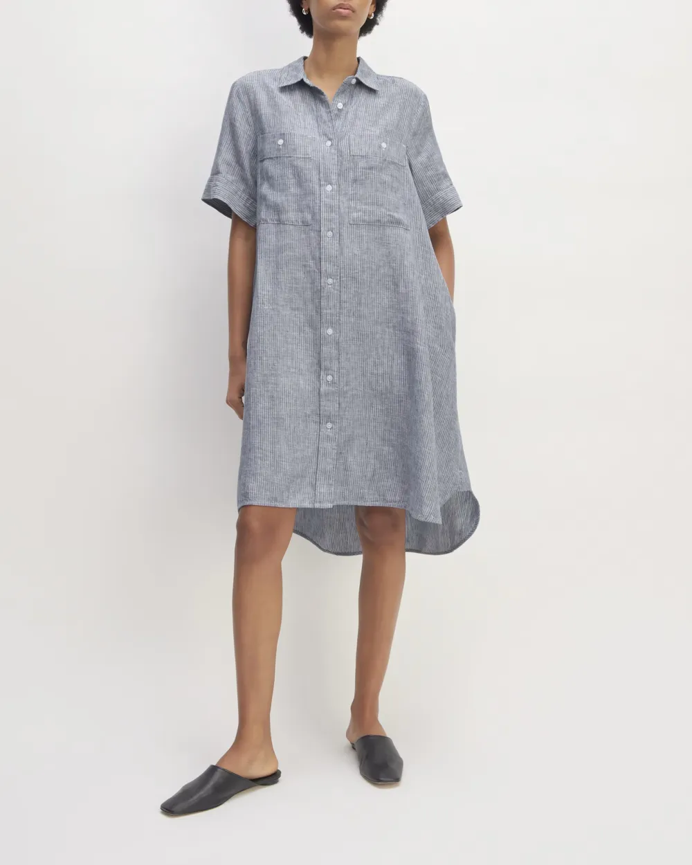 Short Sleeve Dress in Linen