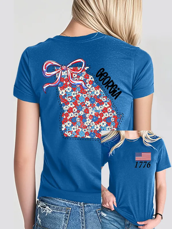 Woman'S 1776 Independence Day Print Short-Sleeved T-Shirt