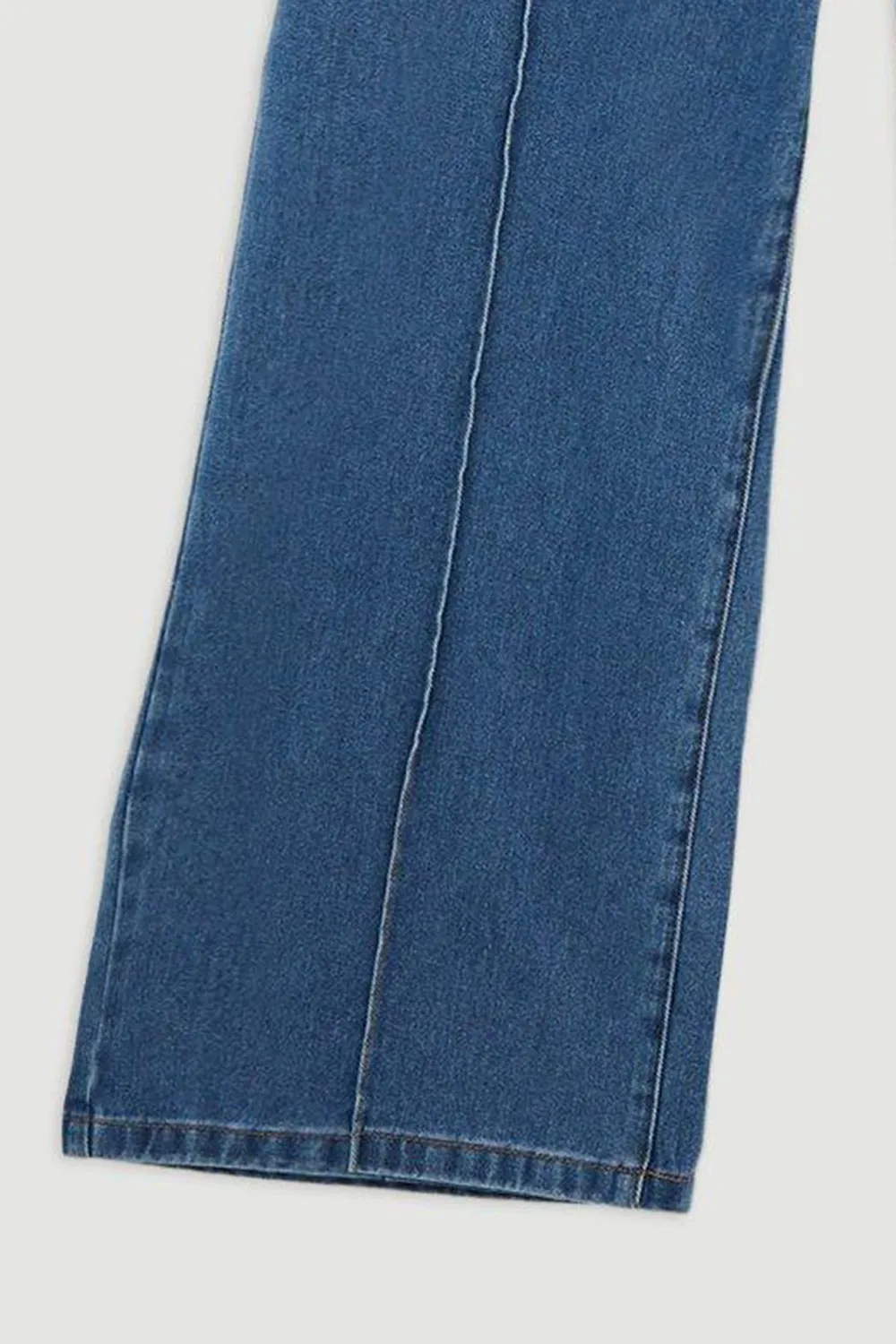 Denim Waistband Detail Wide Leg Trousers