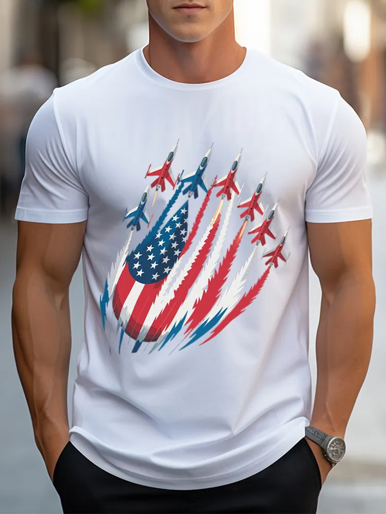 Man'S Independence Day Round-Neck Short-Sleeved T-Shirt