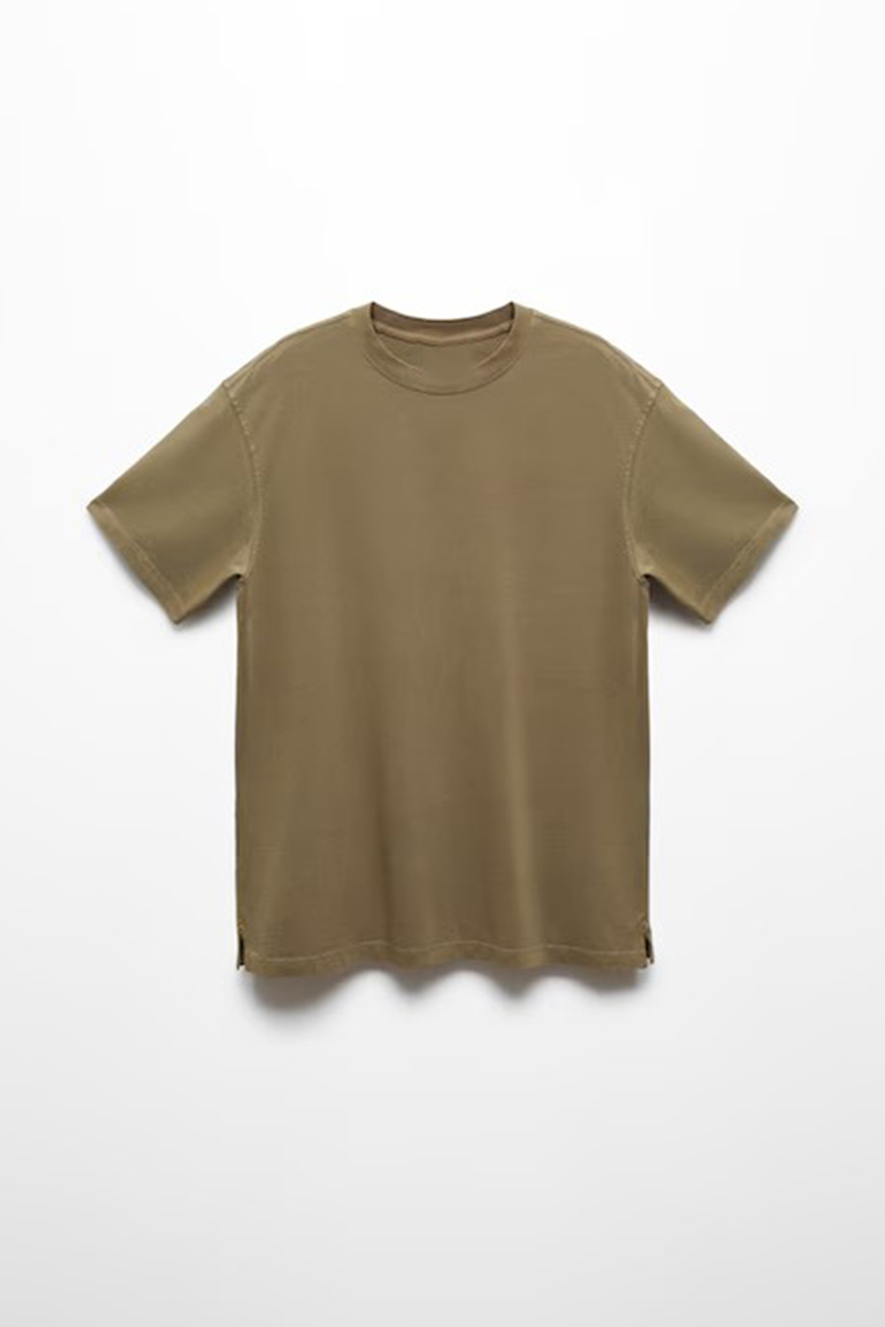 Round-Neck Ribbed Finish T-Shirt