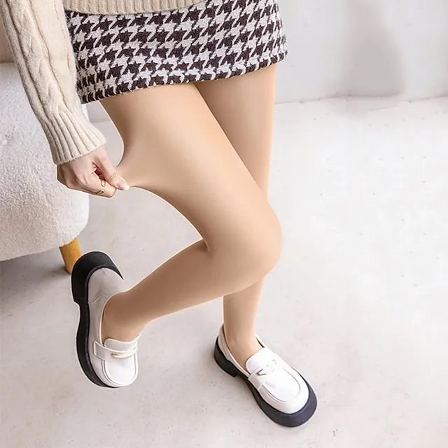 Women's Tights Pantyhose Hosiery Fleece lined Nude Coffee Black High Waist Fashion Casual Daily High Elasticity Full Length Tummy Control Solid Colored One-Size / Skinny