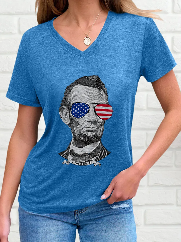 Woman'S Lincoln V-Neck And Short Sleeves T-Shirt