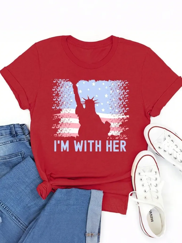 America Flag I'M With Her Teacher T-Shirt