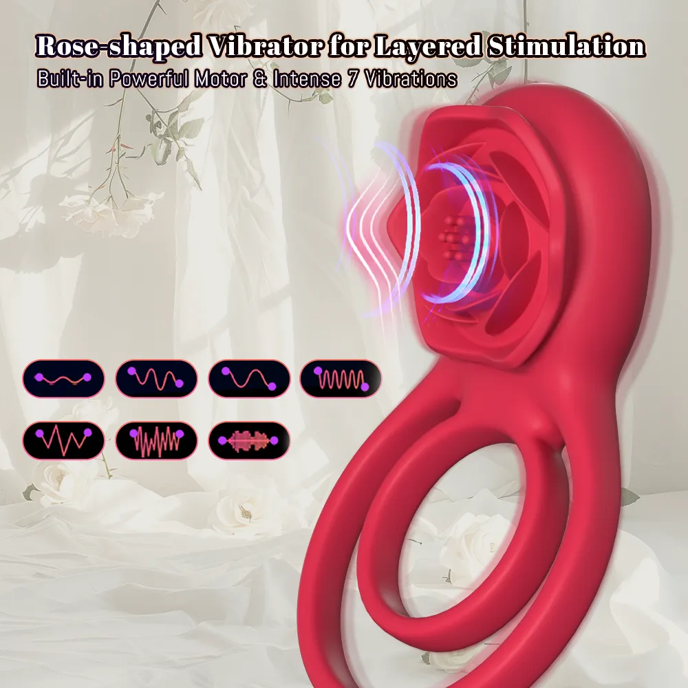 Vibrating Cock Ring with Rose Clitoral Stimulator