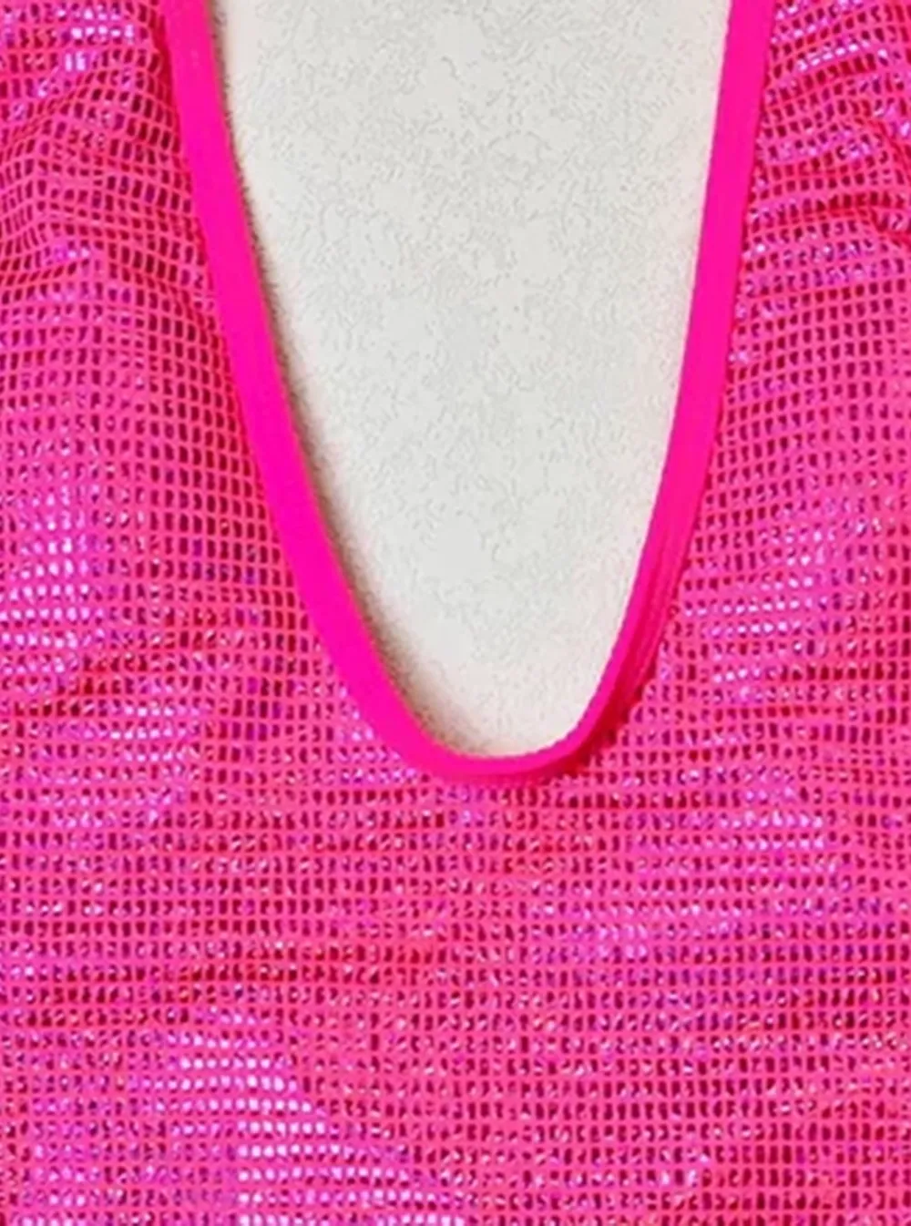 Shiny Mesh Deep V One-piece Bikini