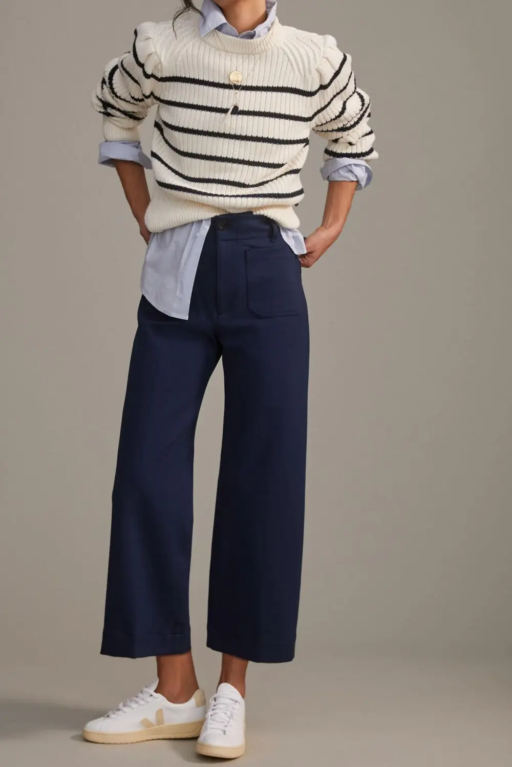 Brushed Knit Edition Cropped Wide-Leg Pants
