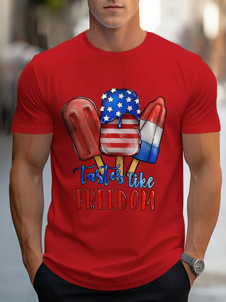 Man'S Tastes Like Freedom Round-Neck Short-Sleeved T-Shirt