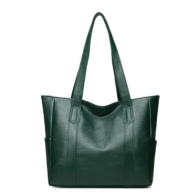 Women's Handbag Tote Shoulder Bag PU Leather Office Shopping Daily Zipper Solid Color Black Red Purple