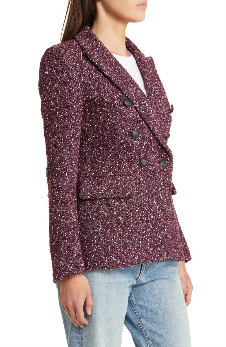 Preston Double Breasted Wool Blend Tweed Blazer