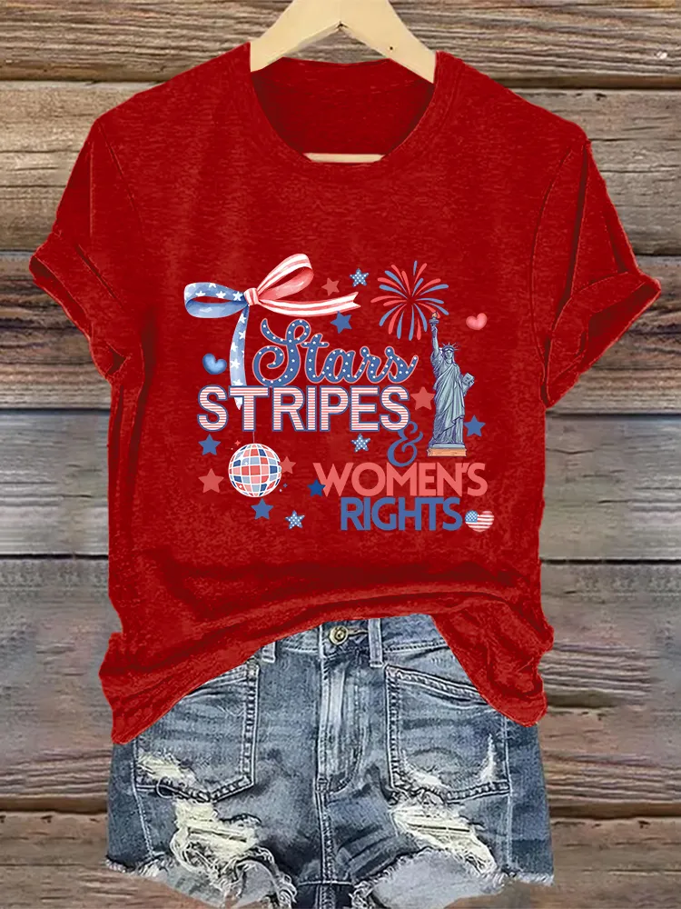 Woman'S Stars Stripes Women'S Rights Crew Neck Short Sleeve T-Shirt