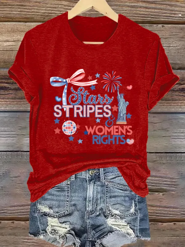 Woman'S Stars Stripes Women'S Rights Crew Neck Short Sleeve T-Shirt