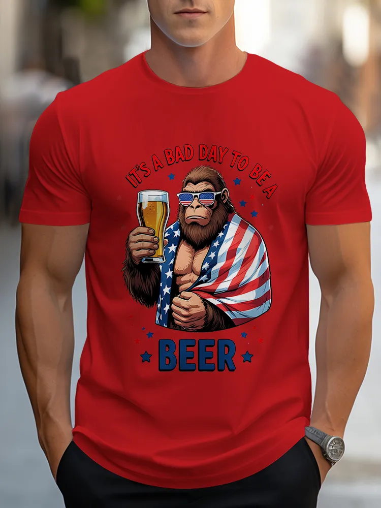 Man'S It'S A Bad Day To Be A Beer Round-Neck Short-Sleeved T-Shirt