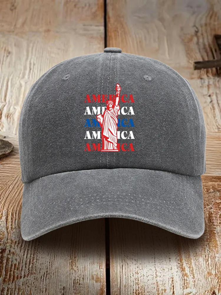 America Print Washed Baseball Cap