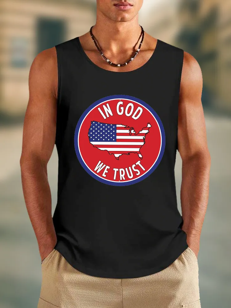 Men'S In God We Trust Round-Necked Sleeveless Vest