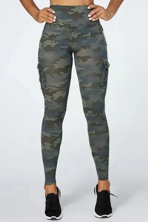 Camo Flap Pocket Design Scrunch Butt Sports Leggings
