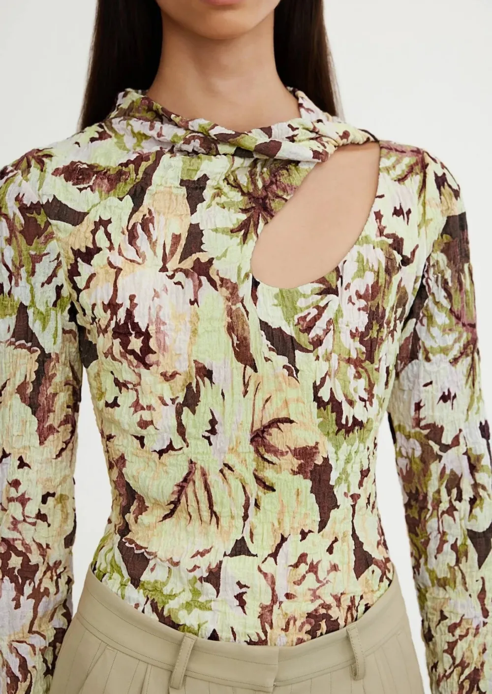 Floral Cut Out Long Sleeve Top