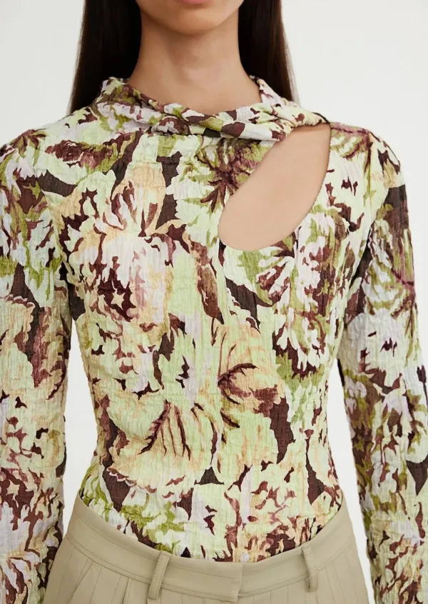 Floral Cut Out Long Sleeve Top