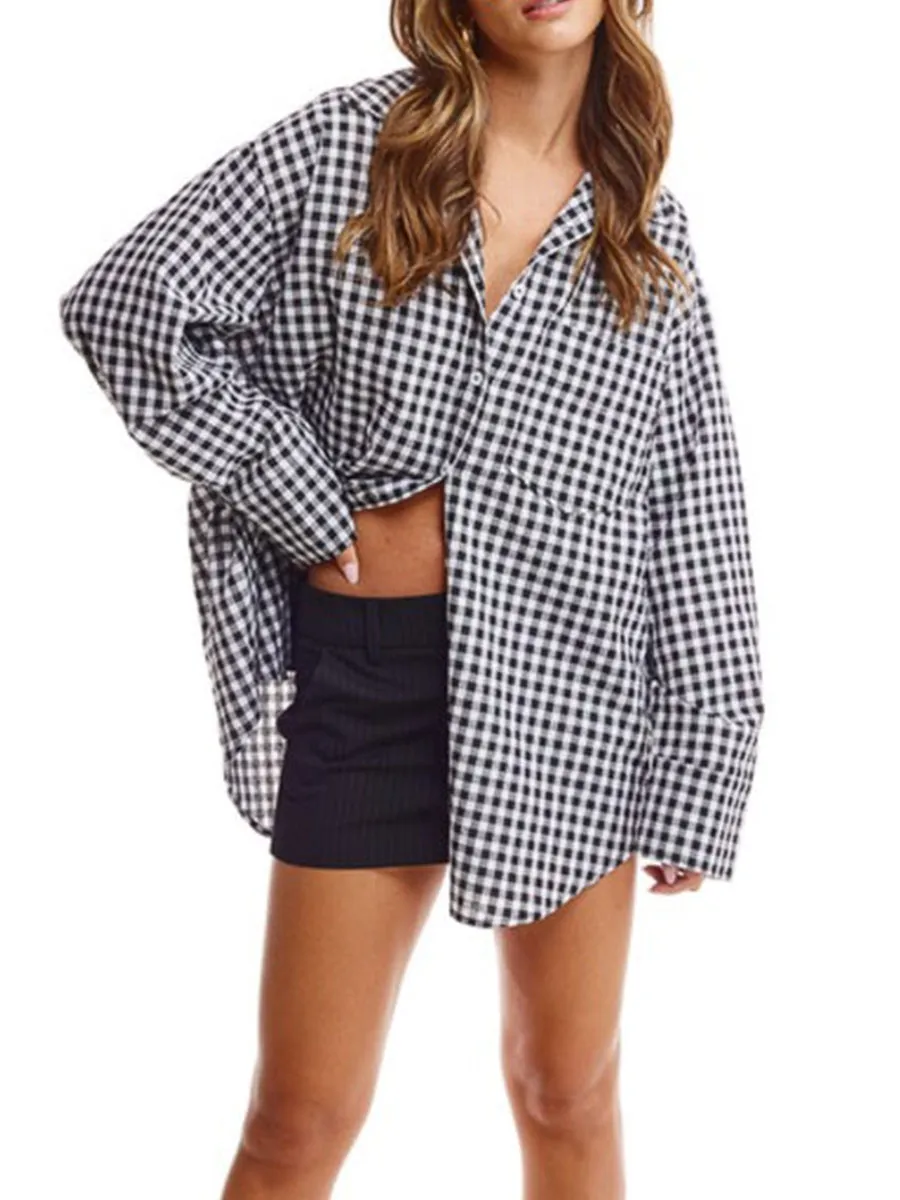 Black & White Yarn Dyed Check Oversized Shirt