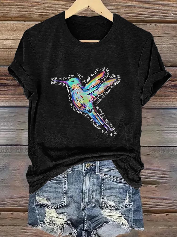 Woman'S Freedom Crew Neck Short Sleeve T-Shirt