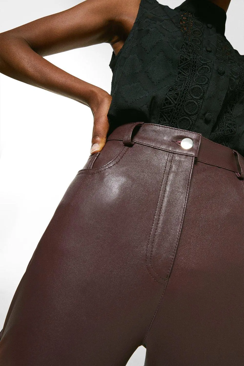 Regular Stretch Leather Five Pocket Trouser