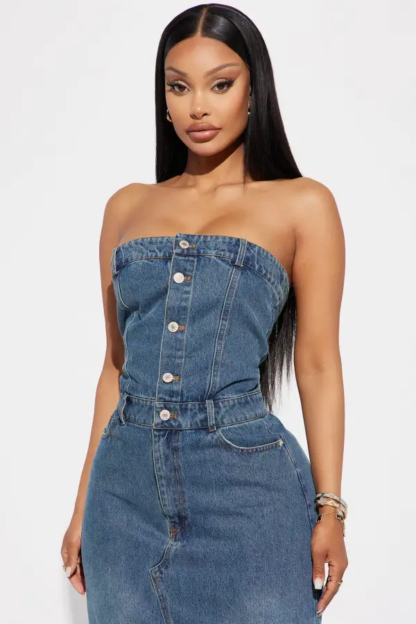 Berlin Denim Maxi Dress - Medium Wash