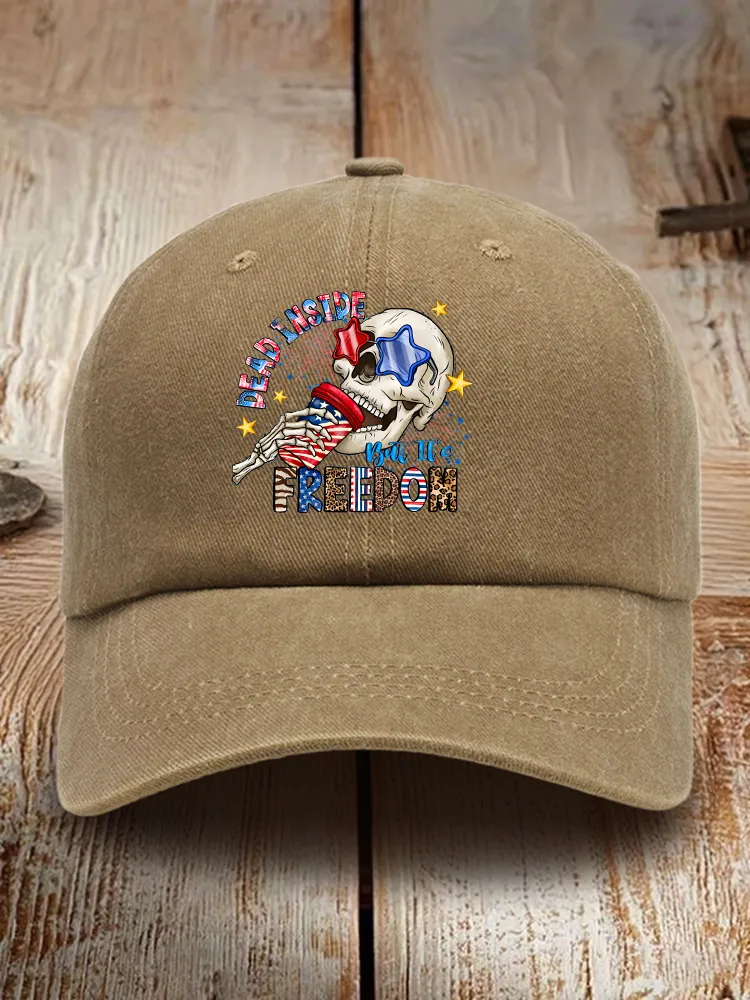 Dead Inside Freedom Print Washed Baseball Cap