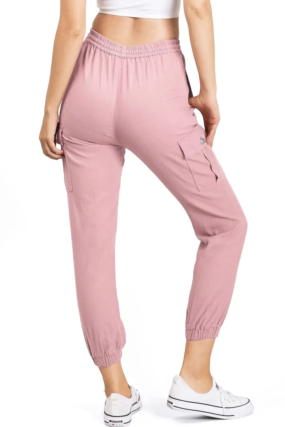 Tan Drawstring Cargo Jogger Pants