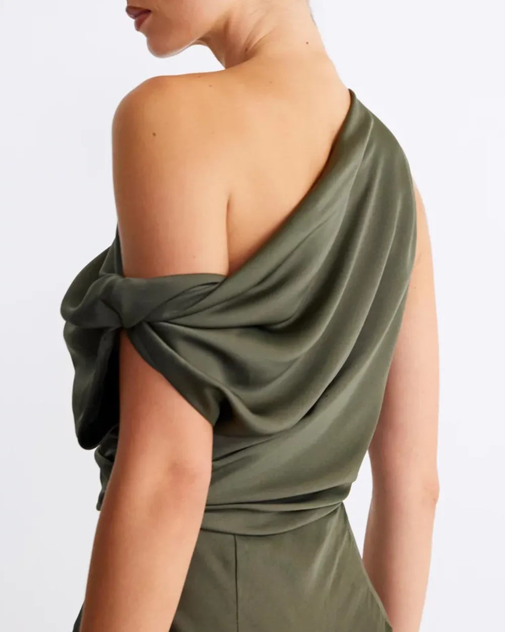 Off-shoulder Satin Maxi Dress