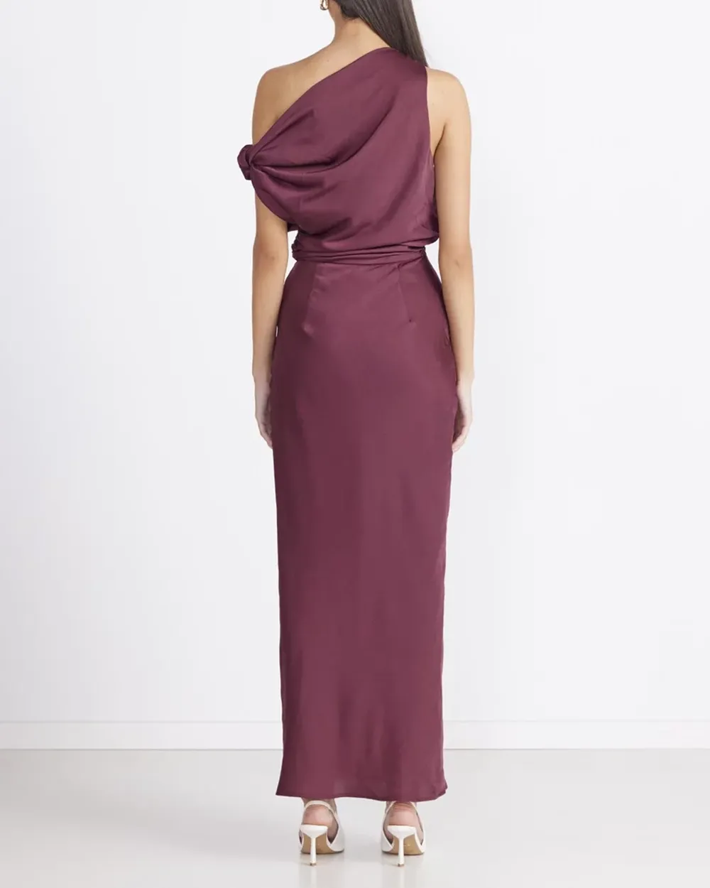 Off-shoulder Satin Maxi Dress