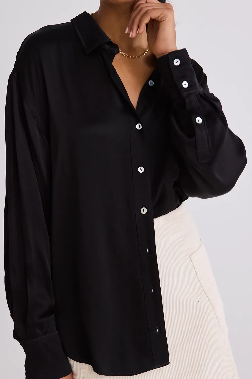 Black Satin Oversized Shirt