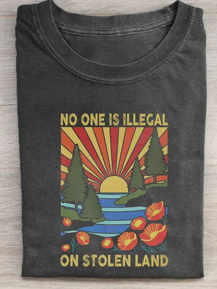 Vintage Retro No One Is Illegal On Stolen Land Activist T-Shirt