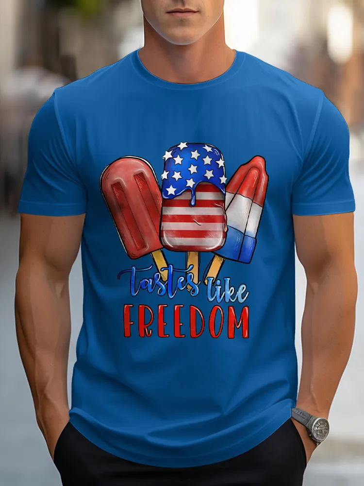 Man'S Tastes Like Freedom Round-Neck Short-Sleeved T-Shirt