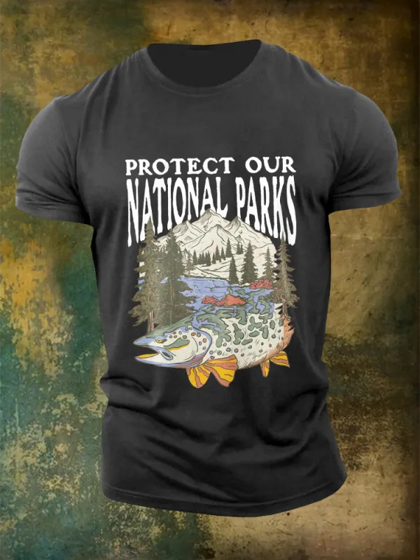 Men'S Protect Our National Parks Not Projects Round-Neck T-Shirt