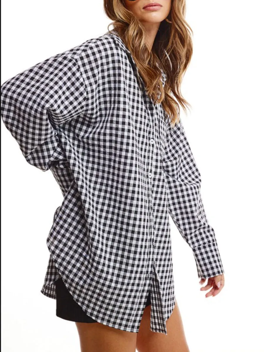 Black & White Yarn Dyed Check Oversized Shirt