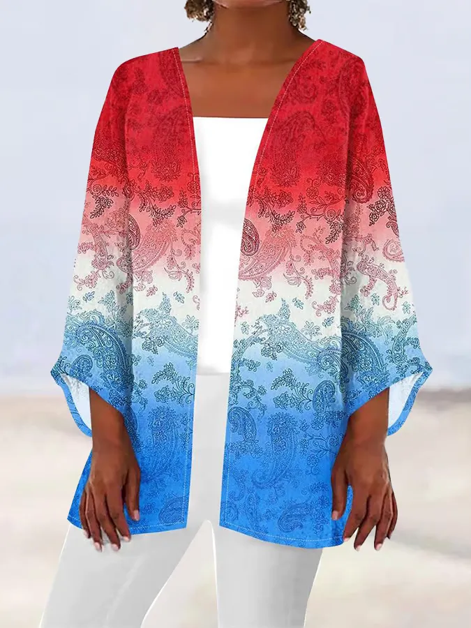 Women'S Plant Pattern Printing V-Neck Shirt
