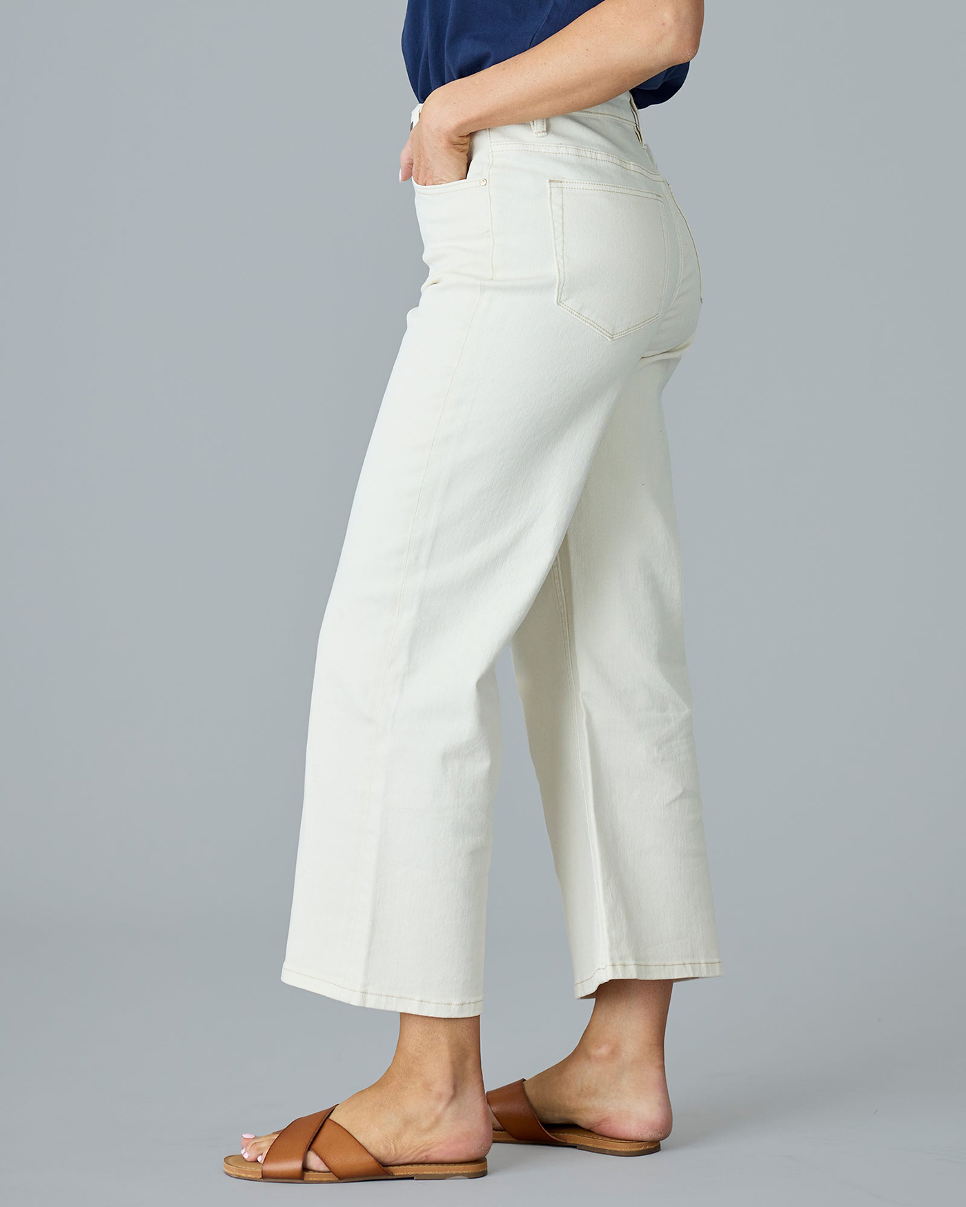 Ecru Wide Leg Jean