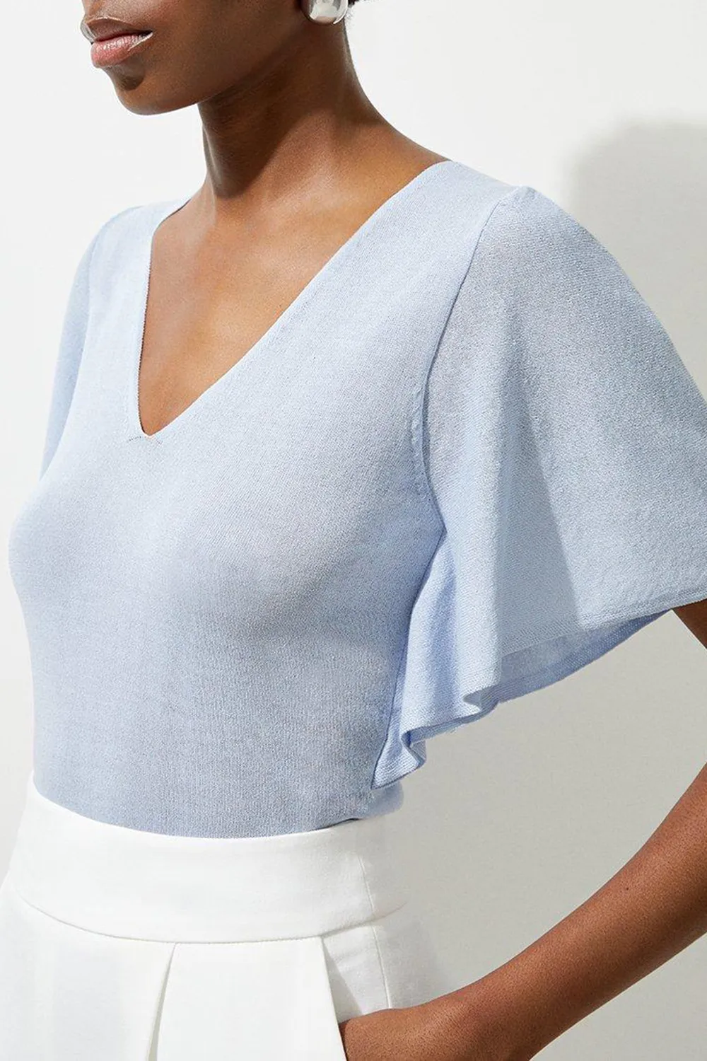 Lightweight Viscose Blend Summer Knit Angel Sleeve Top