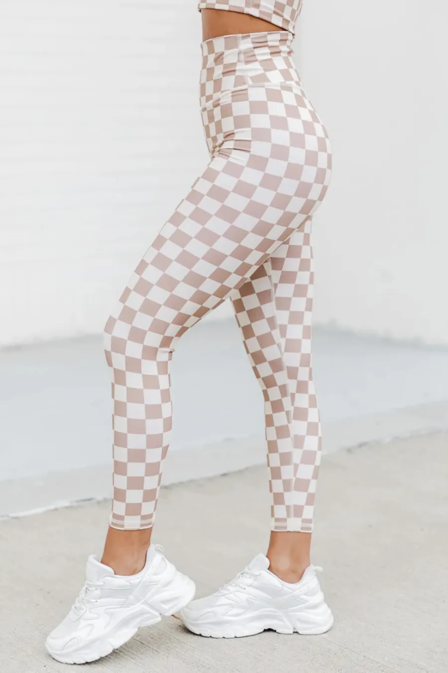 Beige Checkered Legging
