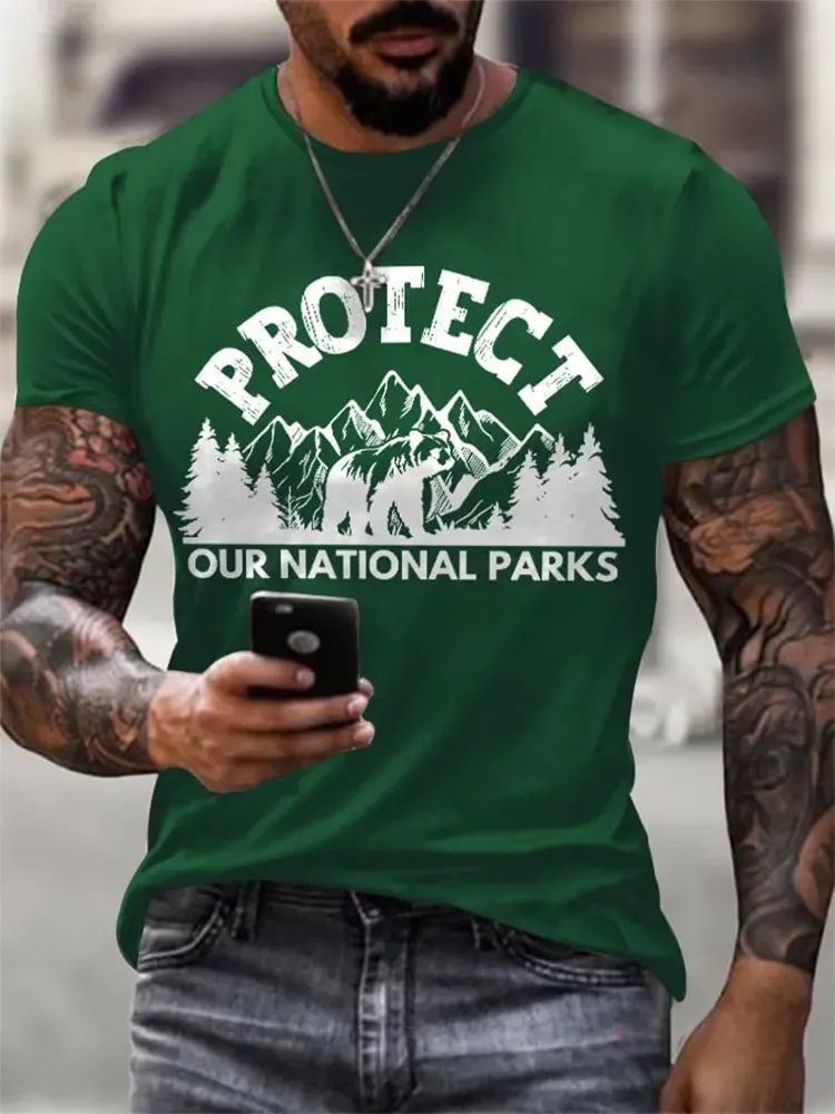 Man'S Protect Our National Parks Round-Nack Short Sleeve T-Shirt