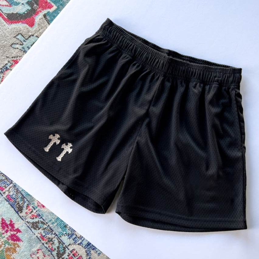 VENTED MESH SHORTS MEDIEVAL - BLACK / CREAM