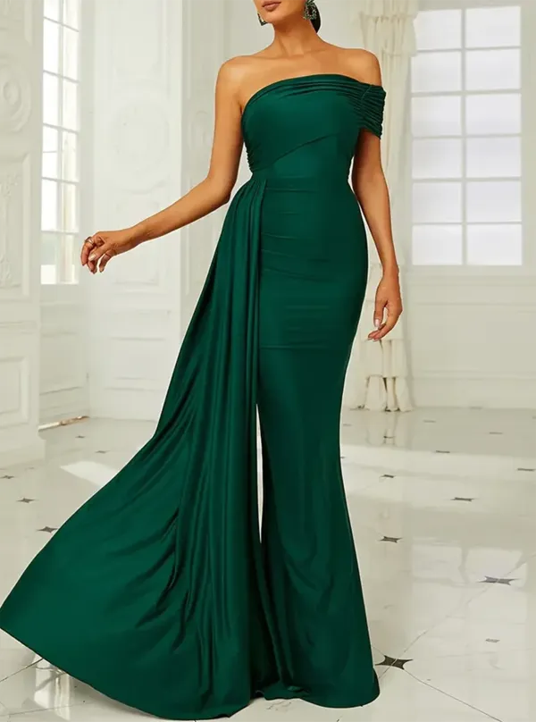 Draping Emerald Green Dress