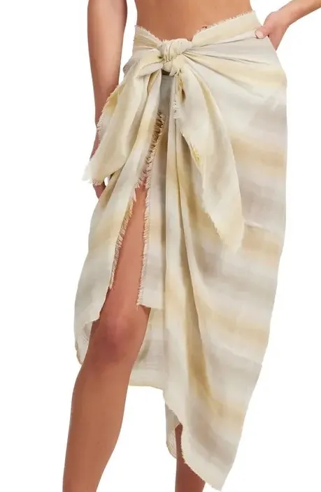 Gradient Stripe Cotton Gauze Scarf