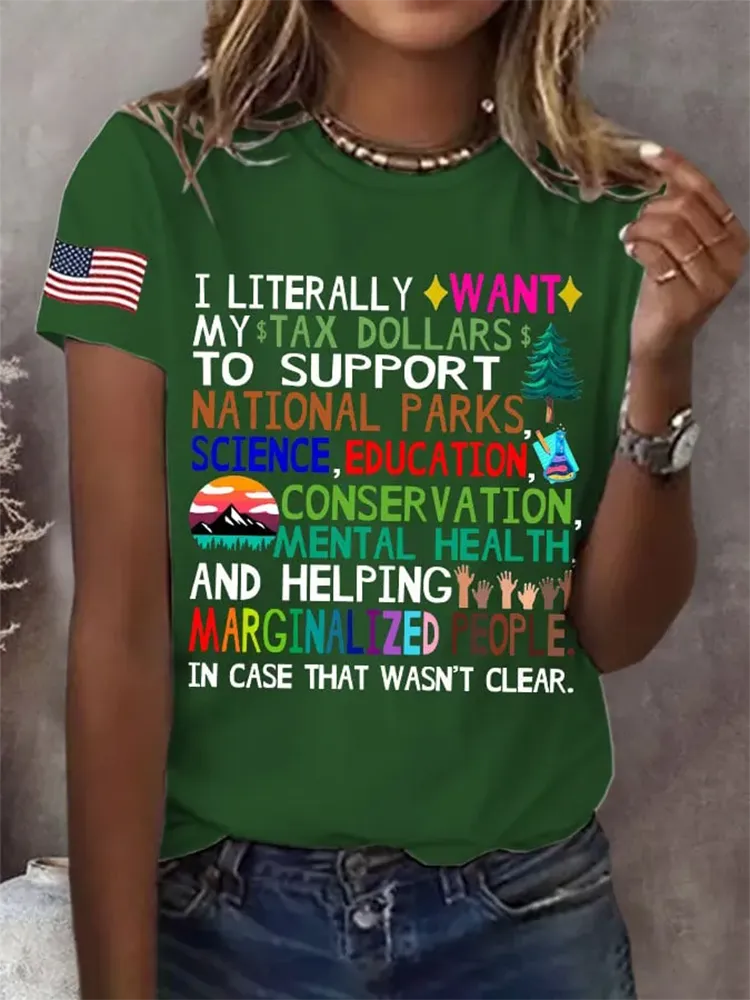 Women'S Support National Parks Print Round Neck T-Shirt